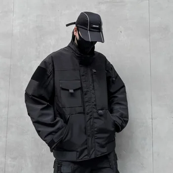 2023 зимние куртки с индивидуальным дизайном спины в английском стиле для мужчин, повседневные свободные черные теплые куртки-карго для мужчин, M-XXL