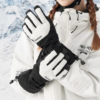 Лыжные перчатки, варежки для сноуборда, перчатки с сенсорным экраном, водонепроницаемая Термозащитная и ветрозащитная снежная перчатка для снегоходов