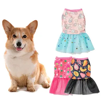 Платье для кошки, юбка для щенка, Модное платье принцессы с кроликом и сладкой клубникой, Платье для домашних животных из полиэстера с рисунком Папайи, Товары для домашних животных для собак