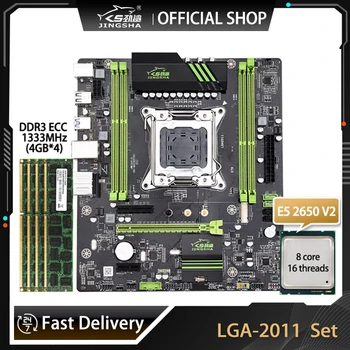 Материнская плата JINGSHA LGA2011 Kit С E5 2650 V2 4* 4G DDR3 1333 REG ECC RAM Memory Combo LGA2011 Комплект NVME M.2 SATA Сервер Mobo