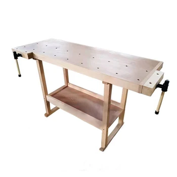 Многофункциональная консоль для деревообрабатывающего верстака Верстак из букового дерева Ручной столярный стол из массива дерева с зажимом AT718-13C