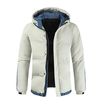 Мужская зимняя куртка, модное повседневное однотонное теплое пальто, легкие куртки с подкладкой Для мужчин, пальто с капюшоном, одежда 2023 года