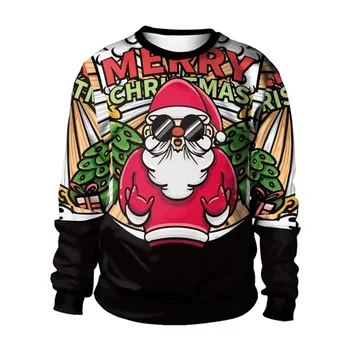 Пуловеры с изображением Санта-Клауса, праздничная толстовка, Рождественский джемпер с круглым вырезом, повседневная спортивная одежда с капюшоном Navidad, Праздничные костюмы Sudaderas