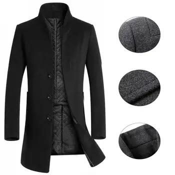 Потрясающее мужское пальто с длинным рукавом, универсальная официальная толстая зимняя куртка, мужская куртка с отличной прострочкой
