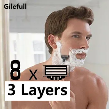 8 шт./упак. Мужские лезвия для бритья лица, бритва для бороды, мужские высококачественные острые бритвы, лезвие для Mach 3