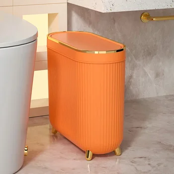 Роскошное водонепроницаемое мусорное ведро для ванной и туалета Золотое мусорное ведро на высоких ножках для кухни и спальни