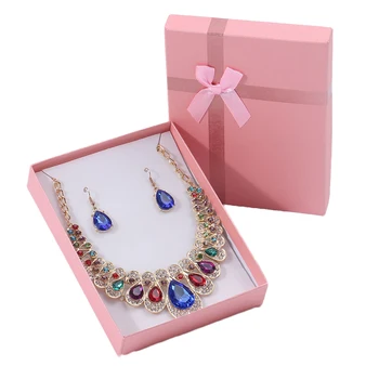 6 Цветов, ожерелье, Серьги, Ювелирный набор, Подвеска со стразами, Ношение в ухе на День рождения, Рождество