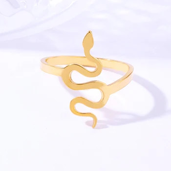 Блестящие элегантные кольца в виде животных-змей из нержавеющей стали с позолоченным покрытием Размер Выберите женский ювелирный подарок