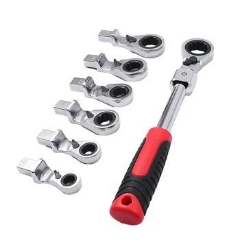 Набор гибких гаечных ключей с храповым механизмом 8-19 мм Комбинированный гибкий ключ с нескользящей ручкой