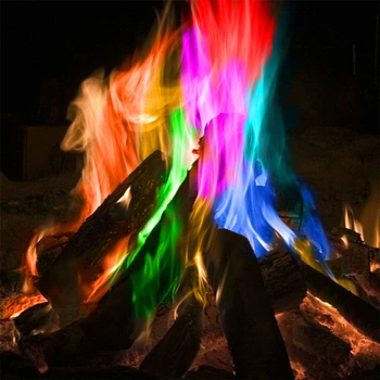 Мистический огонь Красочный огненный порошок Саше для костра Пиротехника Камин Фокусы Инструменты для выживания в походах на открытом воздухе