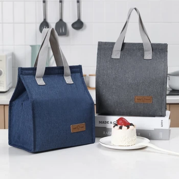 Портативные Оксфордские сумки для ланча, свежая сумка-холодильник для офисных студентов, удобная сумка-тоут для обедов для пар, сине-розовая сумка-контейнер для еды