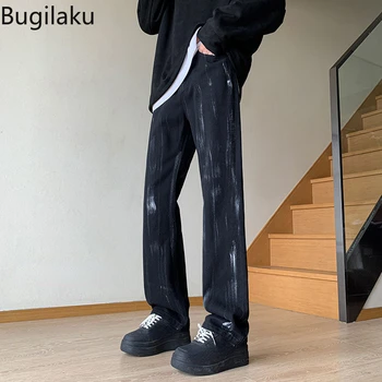 Джинсы Ink Jet, мужские весенне-осенние трендовые приталенные уличные брюки с прямыми штанинами, универсальные американские брюки