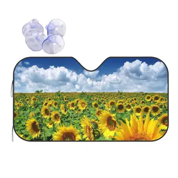 Модный солнцезащитный козырек на лобовое стекло с цветочным подсолнухом, 70x130 см, пленка для облачного неба, автомобильные чехлы на ветровое стекло