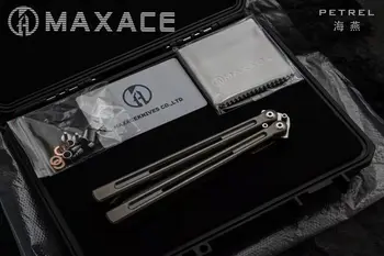 Нож Maxace PETREL Butterfly Trainer TC Handle M390 Blade Bushing System EDC Tools Складные Ножи для подарков с плавным переворачиванием