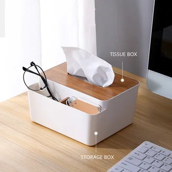 Коробка для салфеток С деревянной крышкой, Держатель для салфеток, Диспенсер Для хранения бумажных полотенец на домашнем рабочем столе