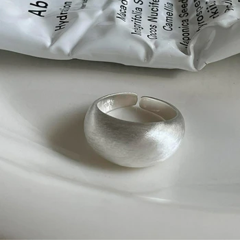 Уникальное овальное Большое простое кольцо из стерлингового серебра 925 пробы для женщин, ювелирные изделия, Регулируемое по пальцу, открытое винтажное кольцо для вечеринки, подарок на День рождения