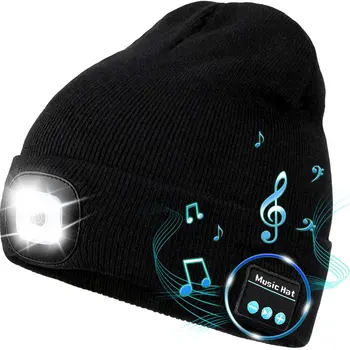 2023 Новая Bluetooth Светодиодная шляпа со Светящимся Ночником, Беспроводные Музыкальные наушники, Многофункциональная шляпа для зарядки через USB, стереогарнитура, шляпа