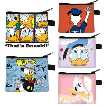 Новые женские кошельки Disney с изображением Дональда Дака, кошелек для карт большой емкости Daisy, сумки для рук с аниме-принтом, Маленький кошелек, рюкзак с подвеской