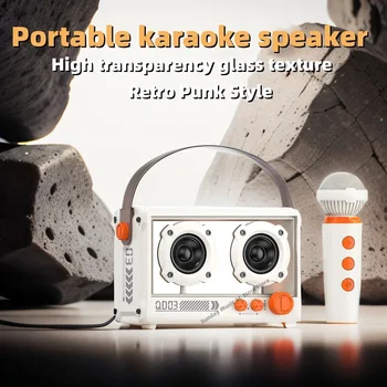 микрофон caixa de som K-song, встроенный сабвуфер, портативная карта, беспроводной прозрачный динамик Bluetooth, домашняя вечеринка