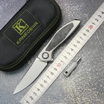 Складной нож Kanedeiia Hation Zero 3D Flipper с титановой ручкой из углеродного волокна, лезвие VG10, инструменты EDC для кемпинга, охоты, рыбалки на открытом воздухе
