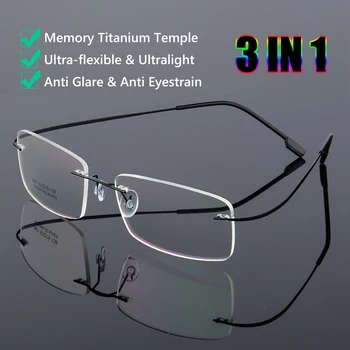 Гибкие Сверхлегкие очки для чтения без оправы с эффектом памяти, Титановые Прозрачные Магнитные очки для дальнозоркости, прочность + 1,0 ~ + 3,5 для унисекс