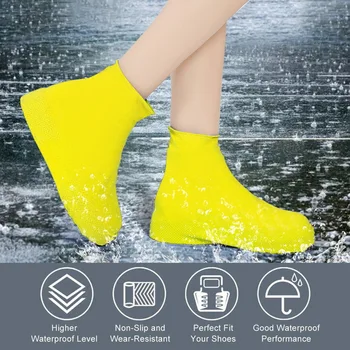 1 пара многоразовых водонепроницаемых чехлов для непромокаемой обуви, Силиконовые уличные галоши для непромокаемых ботинок, аксессуары для обуви, Многоразовые бахилы