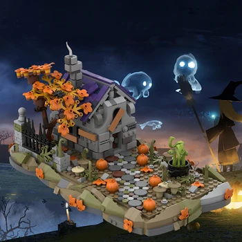 Строительные блоки MOC Witch House на Хэллоуин, наборы кирпичей 