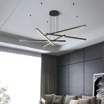 Люстра в скандинавском стиле для гостиной и столовой, современный минималистичный светильник с длинной полосой, атмосферная бытовая светодиодная лампа для спальни