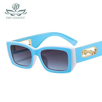 D & T 2022, Новые модные прямоугольные солнцезащитные очки, Женские, мужские, с градиентными линзами, с леопардовым декором, Брендовые Дизайнерские солнцезащитные очки UV400