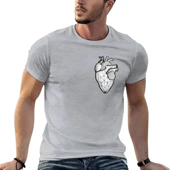 Футболки с геометрическим сердцем, футболки с графическим рисунком, летние топы, забавные футболки, мужские футболки с рисунком аниме