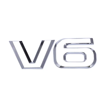 Серебристый металлический V6, наклейка, автомобильный значок / эмблема