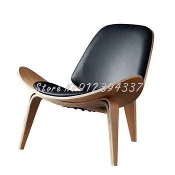 Красное кресло для отдыха из массива дерева Nordic, креативный простой дизайнерский одноместный диван, кресло-оболочка самолета smile