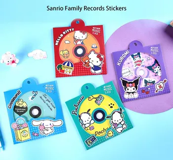 5шт Наклейки Sanrio Hellokitty Records Мультяшные Милые креативные наклейки для студентов CD-диск 