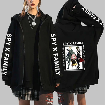 Японские аниме Мужские и женские толстовки Осень Зима Spy X Family с принтом, свободная куртка на молнии с длинным рукавом, пальто, пуловеры Унисекс Оверсайз