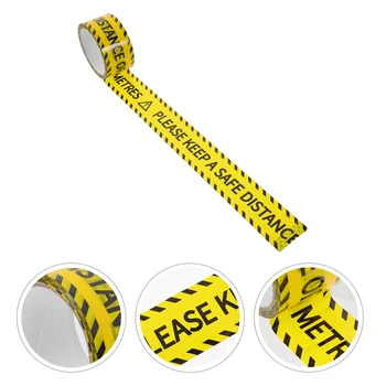 1 рулон предупреждающей ленты, наклейка с предупреждением, клейкая предупреждающая лента Соблюдайте безопасное расстояние, предупреждающая лента (25 метров)