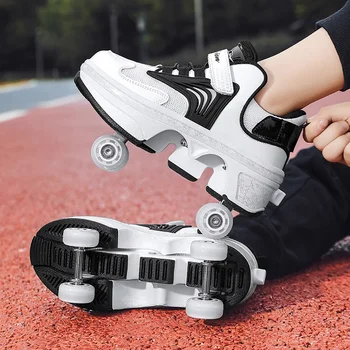 НОВЫЕ детские спортивные роликовые коньки деформационная обувь 4 четырехколесных роликовых конька взрослая беглая обувь студенческое деформационное колесо