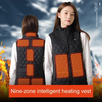 Женская электрическая термокуртка, перезаряжаемый нагревательный терможилет, 3 уровня нагрева, 9 зон обогрева для занятий спортом, охоты, пеших прогулок