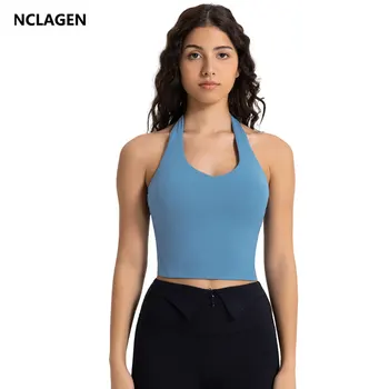 NCLAGEN Топ на бретелях для йоги, сексуальный спортивный бюстгальтер со свисающей шеей, верхняя одежда, низ с подушкой для груди, дышащий спортивный жилет для тренировок в тренажерном зале