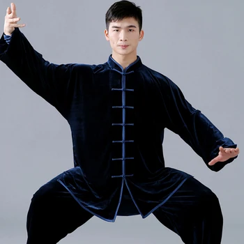 Женская одежда из золотого бархата, одежда для боевых искусств в китайском стиле, мужская одежда для выступлений, наборы для занятий боевыми искусствами
