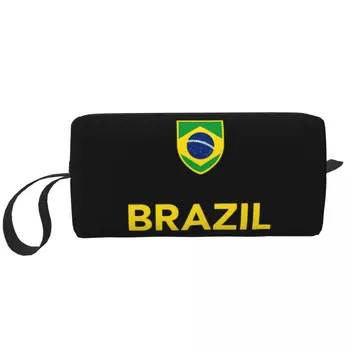Сумка для туалетных принадлежностей для футбола в Бразилии, косметический Органайзер с бразильским флагом, Органайзер для косметики для хранения женской косметики, чехол для набора Dopp