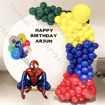 137шт Воздушных шаров для тематической вечеринки Marvel Spiderman с 32-дюймовым номером на День рождения Набор фольгированных воздушных шаров для детского Дня рождения Украшение для вечеринки в честь Душа ребенка