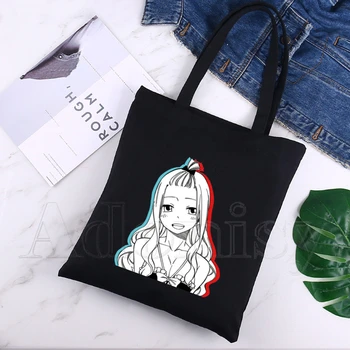 Фирменная сумка Fairy Tail с принтом для покупок, оригинальный дизайн, черные дорожные сумки унисекс, Эко-складная сумка для покупок