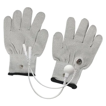 1 пара электрических перчаток из серебристого волокна, аксессуар для электрического массажа- Универсальные хлопчатобумажные массажные перчатки из 2 шт.
