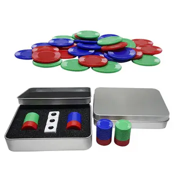 Игровой набор для игры в кости по центру слева направо с 3 кубиками и 36 фишками В алюминиевой коробке, аксессуары для игр в кости для развлечений