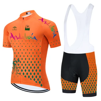 2021 Андалусия Велосипедная одежда Велосипедный трикотаж С коротким рукавом Дышащий Летний майо Ropa Ciclismo Оранжевого цвета Спортивная одежда