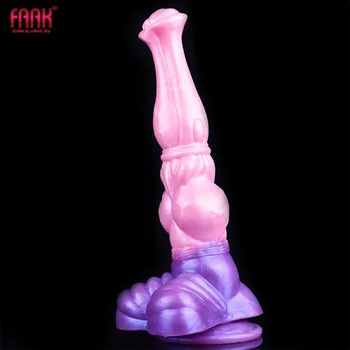 FAAK Мягкий силиконовый фаллоимитатор с большим узлом в виде животного, женские Фантазийные Реалистичные Игрушки для анального секса в виде лошади, искусственный пенис, Вагинальный мастурбатор, игрушки для ануса