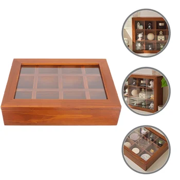 Коробка для хранения ювелирных изделий и канцелярских принадлежностей из массива дерева в ретро-стиле, Прозрачное стекло, 12 отделений, витрина для канцелярских принадлежностей
