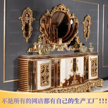 Роскошные обеденные боковые шкафы из массива европейского дерева с резьбой большие шкафчики villa palace, шкафчики из французской золотой фольги на заказ