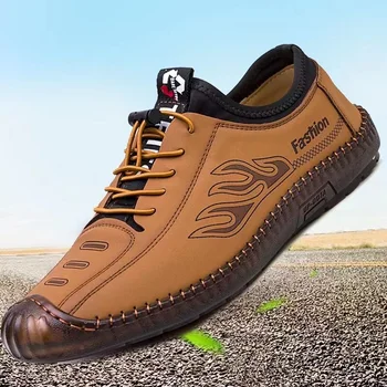 Осенне-весенняя мужская обувь для вождения из искусственной кожи, модные уличные кроссовки, повседневные нескользящие Размеры 39-44