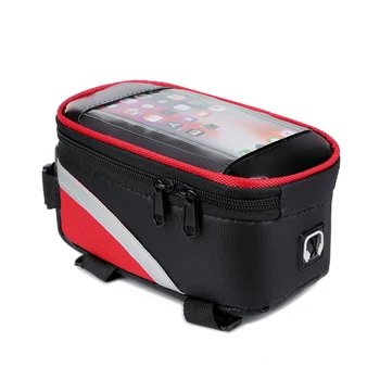 Водоотталкивающая сумка для горного велосипеда, светоотражающая передняя трубка, чехол для мобильного телефона с сенсорным экраном и разъемом для наушников